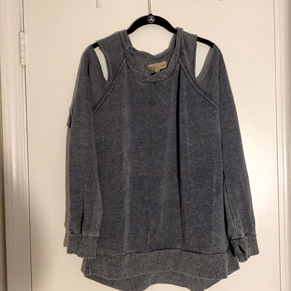 Vintage Havana blue shoulder cutout sweater
